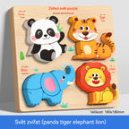 👧🏻🧩Dřevěné 3D puzzle Montessori pro vzdělávání v raném dětství
