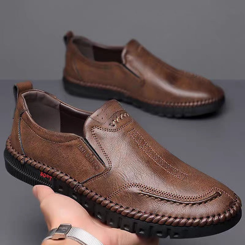 【50% kedvezmény korlátozott ideig!】【39-44-es méret】Férfi alkalmi sportcipő, valódi bőr, puha talp, csúszásgátló, lélegző