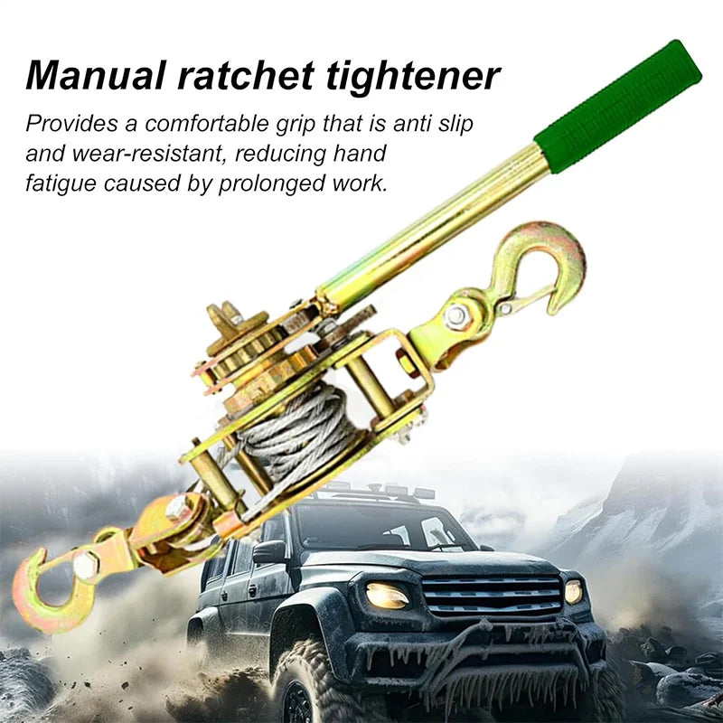 🧰Cabrestante extractor de cable de acero de 2 toneladas con 2 ganchos