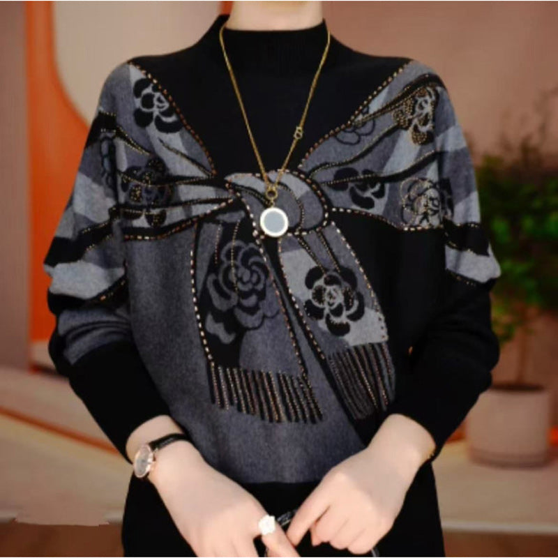 50% OFF🔥【M~5XL】✨Nový podzimní/zimní oboustranný německý fleecový teplý volný módní potištěný dámský svetr