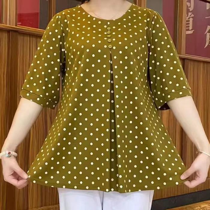 【50% kedvezmény korlátozott ideig】【S–6XL】2026 új női pöttyös rövid ujjú ing – Könnyű, kényelmes, divatos