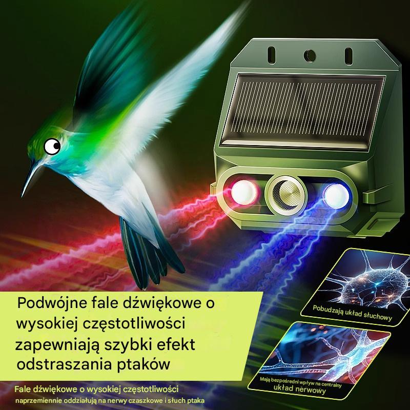 【🔥Kup jeden, a drugi dostaniesz gratis】🔥Odstraszacz ptaków ultradźwiękowy zasilany energią słoneczną do użytku na zewnątrz z migającym światłem podczerwonym, z czerwoną i niebieską diodą LED