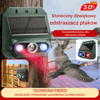 【🔥Kup jeden, a drugi dostaniesz gratis】🔥Odstraszacz ptaków ultradźwiękowy zasilany energią słoneczną do użytku na zewnątrz z migającym światłem podczerwonym, z czerwoną i niebieską diodą LED