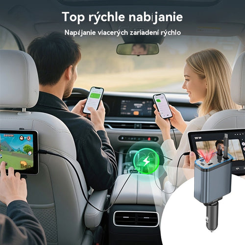 ⚡✨ Ultrarychlá nabíječka do auta: dva zasouvatelné porty USB-C s ambientním osvětlením Starlight a inteligentní bezpečnostní ochranou🚗💫