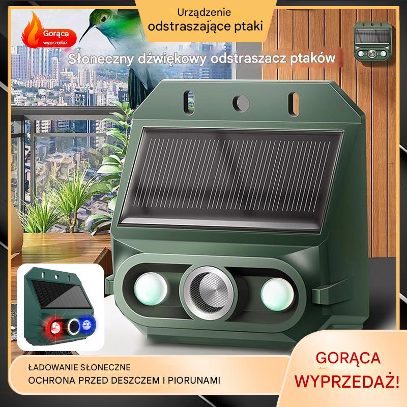 【🔥Kup jeden, a drugi dostaniesz gratis】🔥Odstraszacz ptaków ultradźwiękowy zasilany energią słoneczną do użytku na zewnątrz z migającym światłem podczerwonym, z czerwoną i niebieską diodą LED