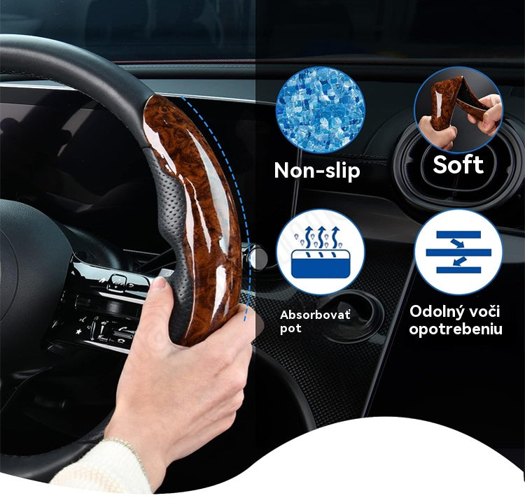 🚗【1 комплект 3 броя】👍👍Дървен противоплъзгащ калъф за волан на кола