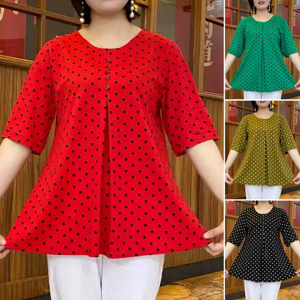 【50% kedvezmény korlátozott ideig】【S–6XL】2026 új női pöttyös rövid ujjú ing – Könnyű, kényelmes, divatos