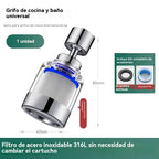 🔥💦【Compra uno y llévate otro gratis】Aireador de filtro universal con interfaz de acero inoxidable