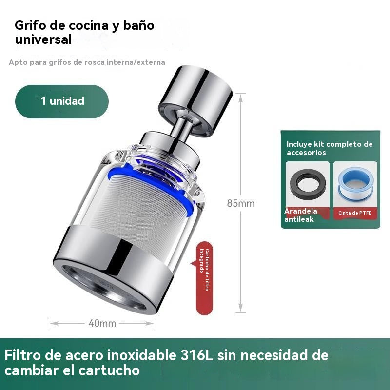 🔥💦【Compra uno y llévate otro gratis】Aireador de filtro universal con interfaz de acero inoxidable