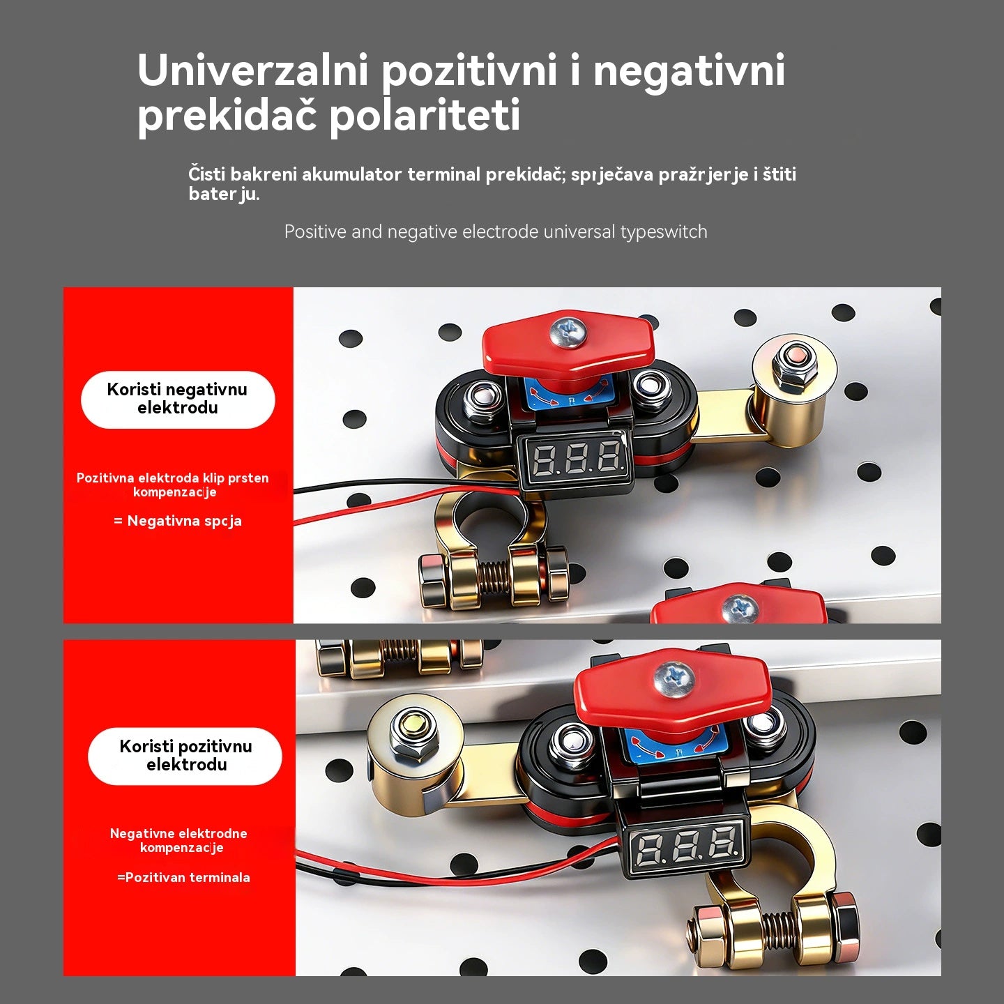 👍👍Univerzalni rotacijski prekidač za isključivanje akumulatora od 360° za automobile. Novi mesingani prekidač za isključivanje akumulatora velike snage sa zaštitom od curenja.
