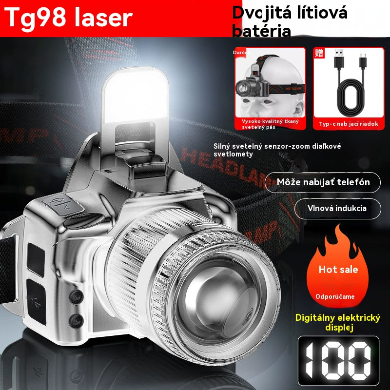 💡【Kúp 1 a získaj 1 zadarmo】Výkonný indukčný čelovkový svietidlo na domáce použitie, vonkajšie použitie, zoom, dlhý dosah, nabíjateľné, dlhá výdrž, nočná turistika, dobrodružstvo, nočný rybolov