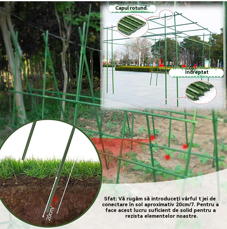🌱🌱🌱 Σετ στήριξης φυτών από ατσάλι με επικάλυψη PVC: 10 σωλήνες + 5 συνδέσεις