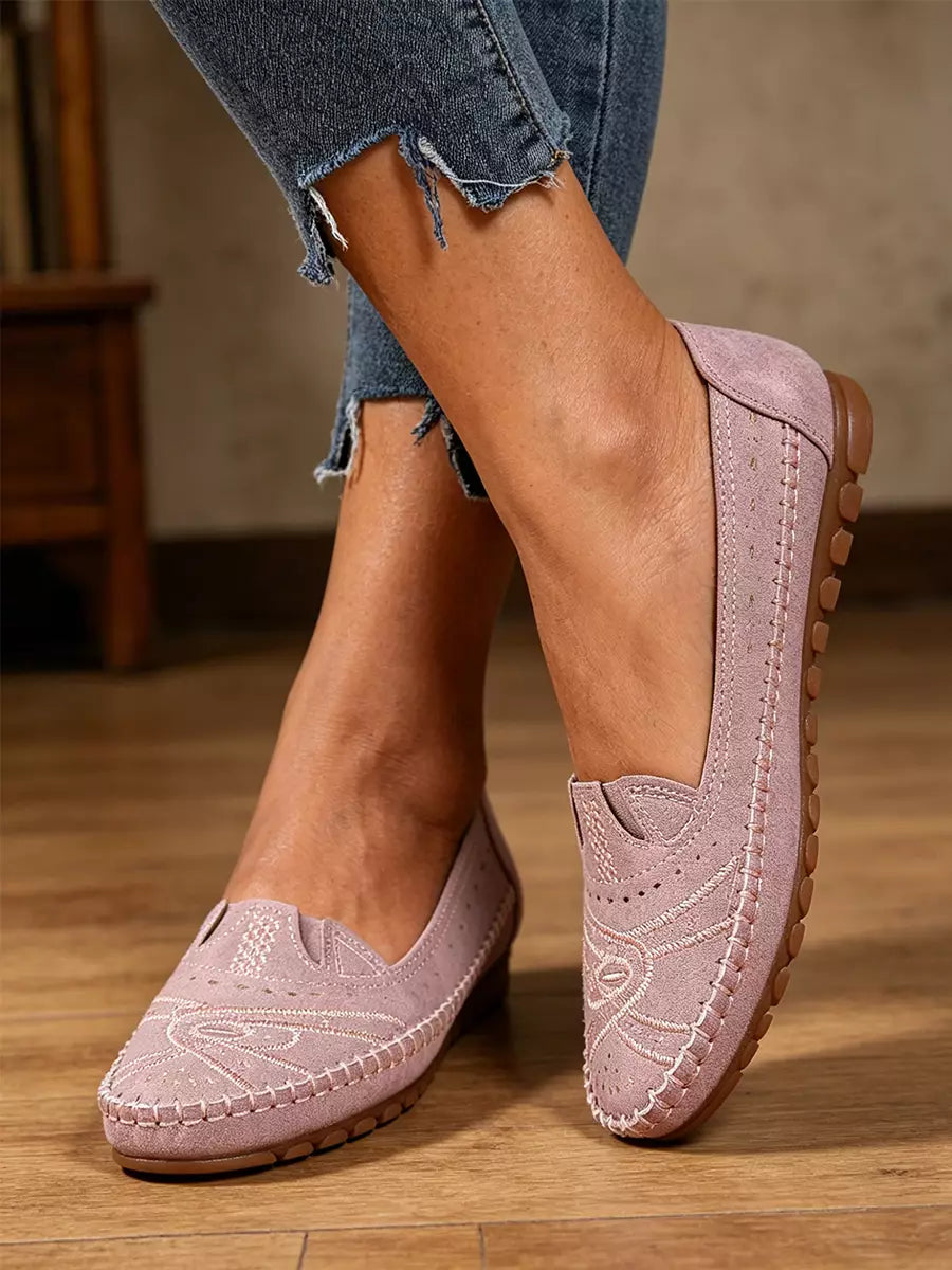 【50% kedvezmény korlátozott ideig!】【36-43 méret】Vintage stílusú, áttört, hétköznapi balettcipő | Puha talpú kialakítás, kényelmes mindennapi viselet | Cipőfűző nélküli, nagy méretben is elérhető