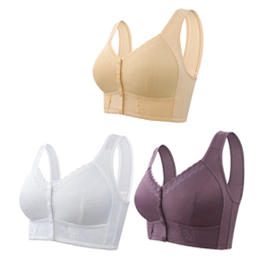 🎁Samo danas – 50% popusta!💕【Set od 3 komada】Veliki prozračni grudnjak od mekanog pamuka s prednjim gumbima