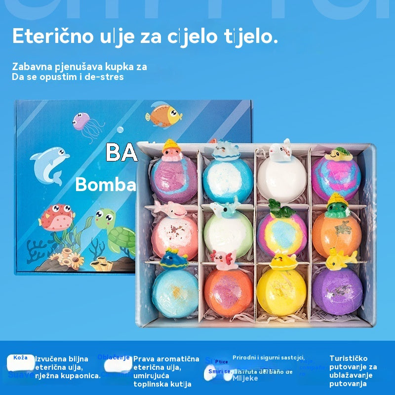 🔥Ograničena ponuda – 40% popusta🔥【12 komada】Set od 12 kuglica soli za kupanje u obliku morskih životinja (60 g svaka) za djecu