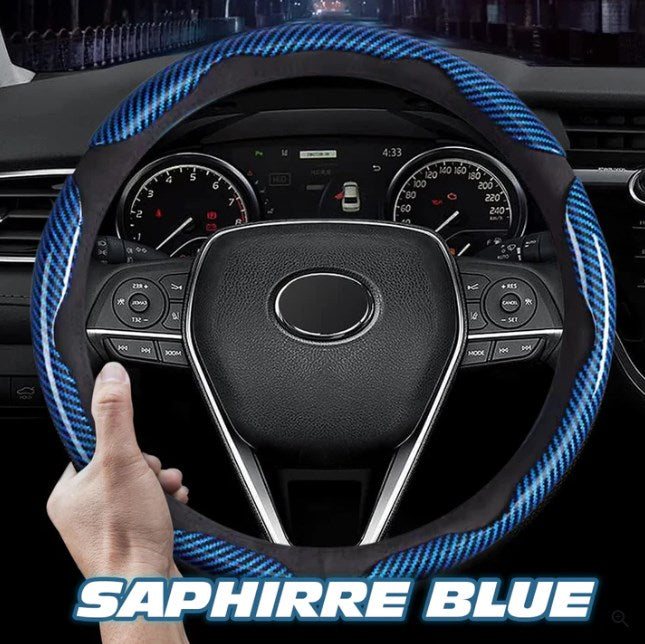 【Venta caliente】【1 juego de 3 piezas】 🔥Funda de volante antideslizante de silicona y fibra de carbono, tipo universal