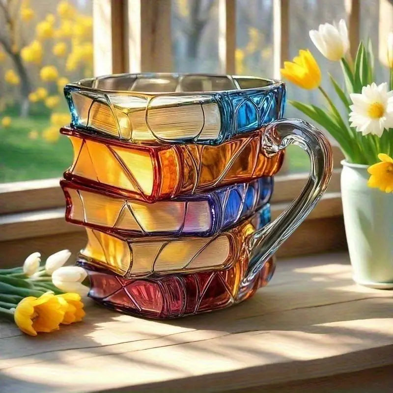 📚 Taza de café pintada en 3D con forma de libro