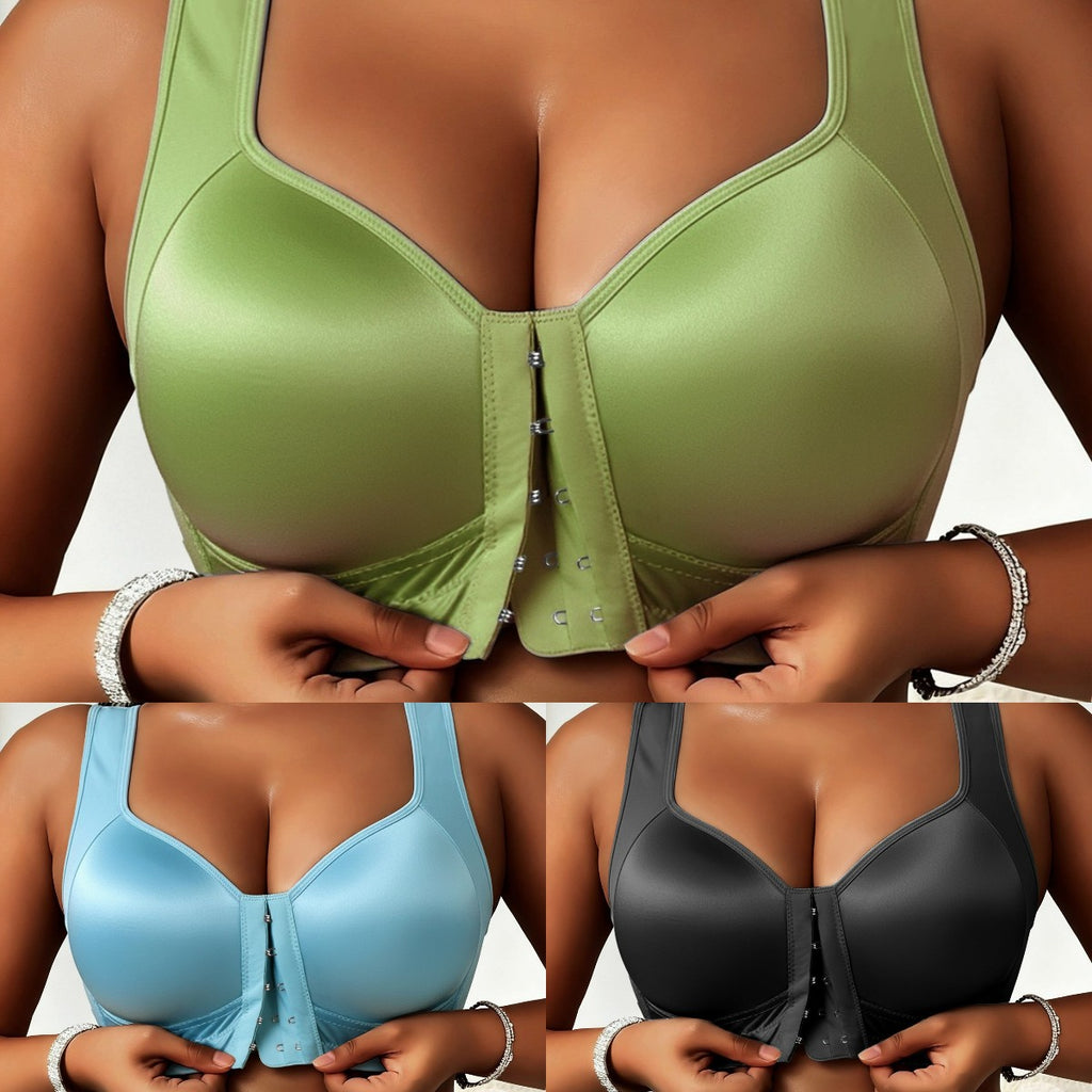 【50% kedvezmény】【3 darabos csomag】【40-100 kg】Női merevítő nélküli, elöl záródós melltartó