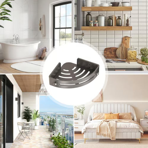 Nový rohový úložný regál se snadno instaluje, má velkou nosnost a přísavku lze kdykoli vyjmout.