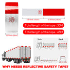 Akcija – 40% popusta!🔴⚪【50mm*30m】Crveno-bijele reflektirajuće naljepnice, reflektirajuće trake za kamione