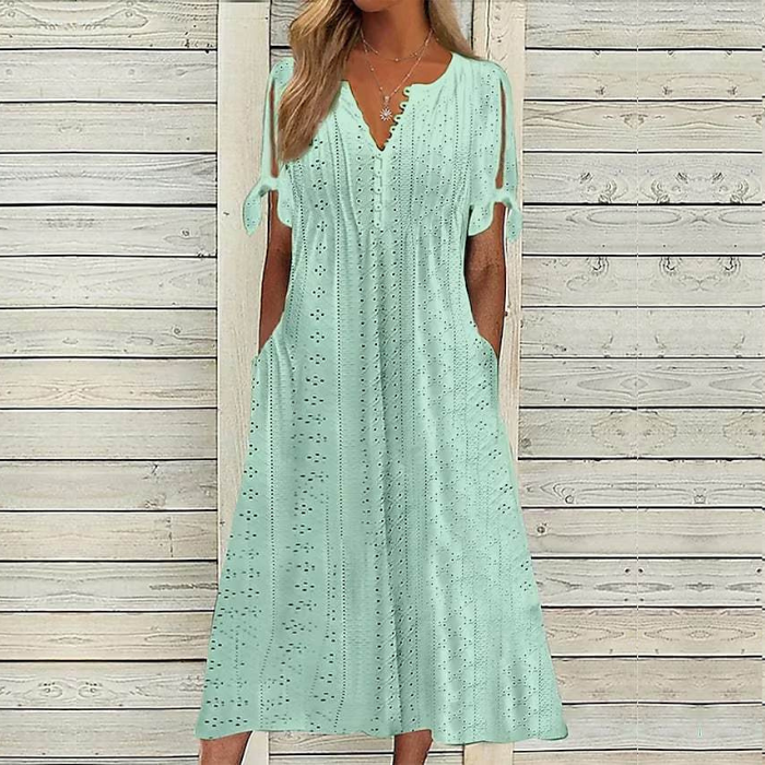 💋【🏆Legnépszerűbb】(S-5XL)Egyszerű, plus size női ruha egyszínű szabásmintával, laza és lezser ✅️ Utánvétes fizetés
