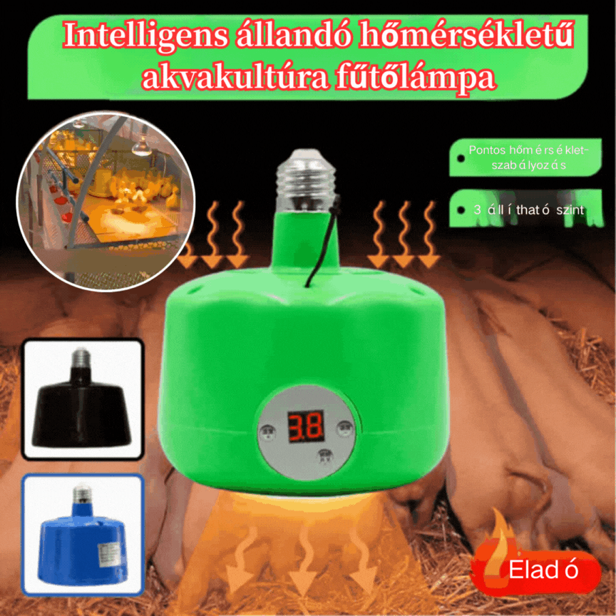 🐣🔥🌡️ Intelligens állandó hőmérsékletű fűtőlámpa baromfihoz