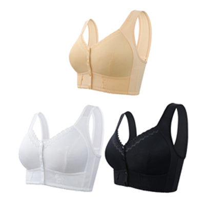 🎁Samo danas – 50% popusta!💕【Set od 3 komada】Veliki prozračni grudnjak od mekanog pamuka s prednjim gumbima