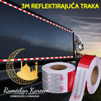 🔴⚪【30M】Κόκκινα και λευκά ανακλαστικά αυτοκόλλητα, ανακλαστικές λωρίδες για φορτηγά