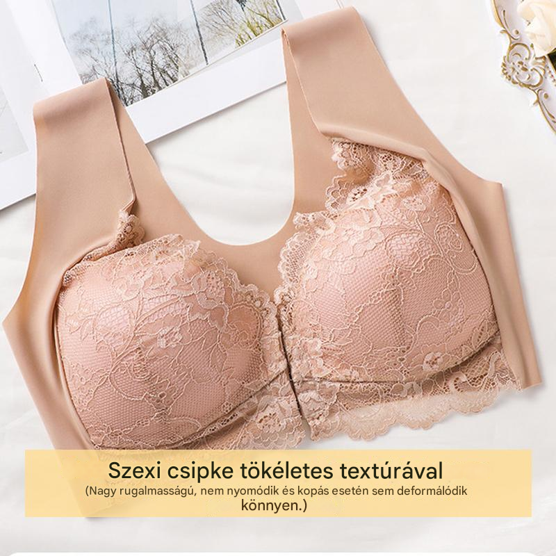 【Korlátozott ideig a legalacsonyabb ár】【5 darabos szett】【40-100 kg】Emelő hatású melltartó gyönyörű csipkés háttal, nagy méretben, push-up kivágással és elöl záródó kialakítással