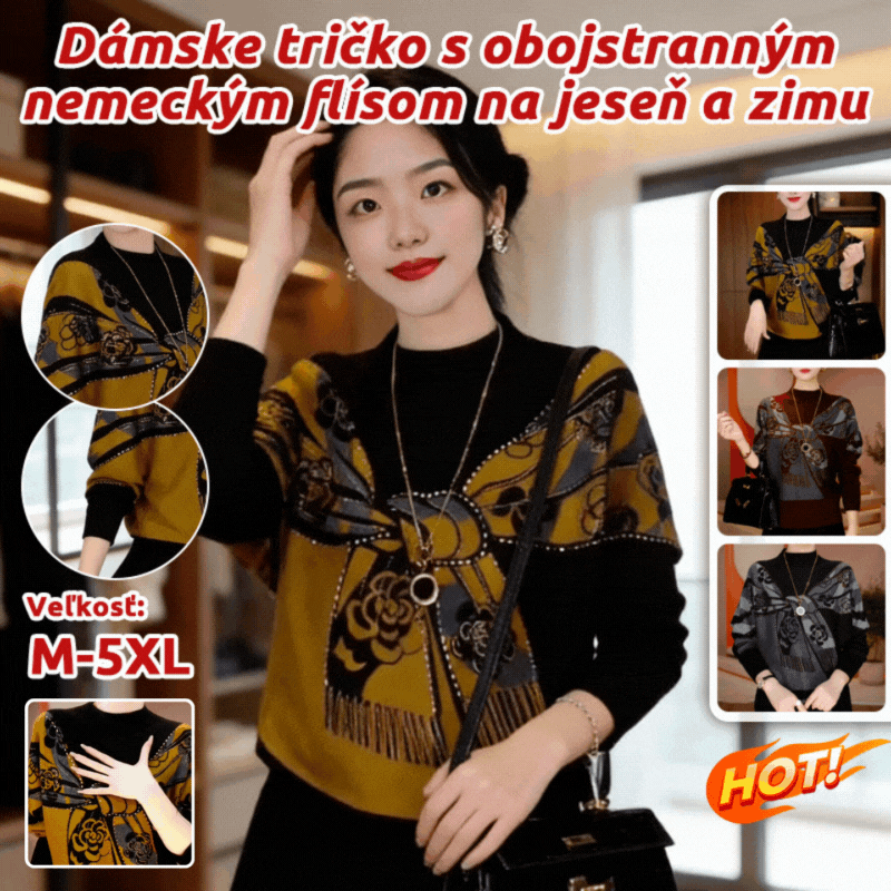 50% OFF🔥【M~5XL】✨Új őszi/téli kétoldalas német polár meleg, laza divatos mintás női pulóver