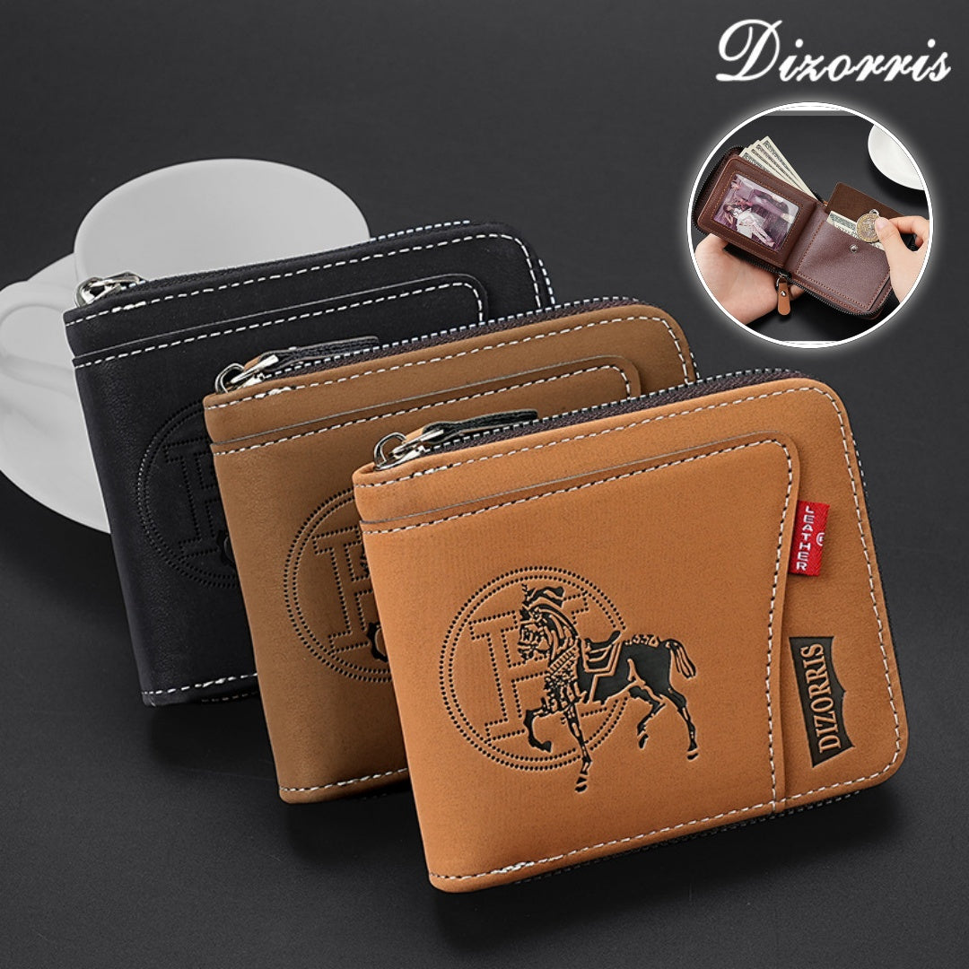 🔥🔥【Vásárolj 1-et, kapsz 1-t ingyen】Új divatos retró cipzáras férfi pénztárca