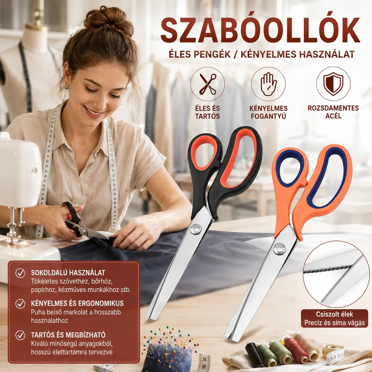 ✂️✂️ Professzionális rózsaszín olló - Éles, rózsaszín olló szövetekhez