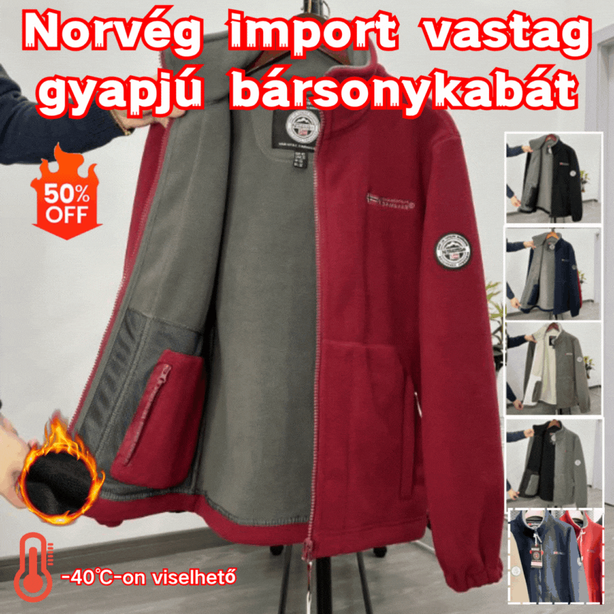 Férfi vastag gyapjú bársonykabát, plus size, meleg és kényelmes őszre és télre [50% kedvezmény]