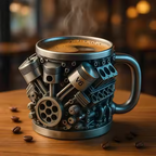 🎁Горещи продажби – Намаление 50%🎁☕ Чаша за кафе от неръждаема стомана Creative Engine V6V8, механичен дизайн