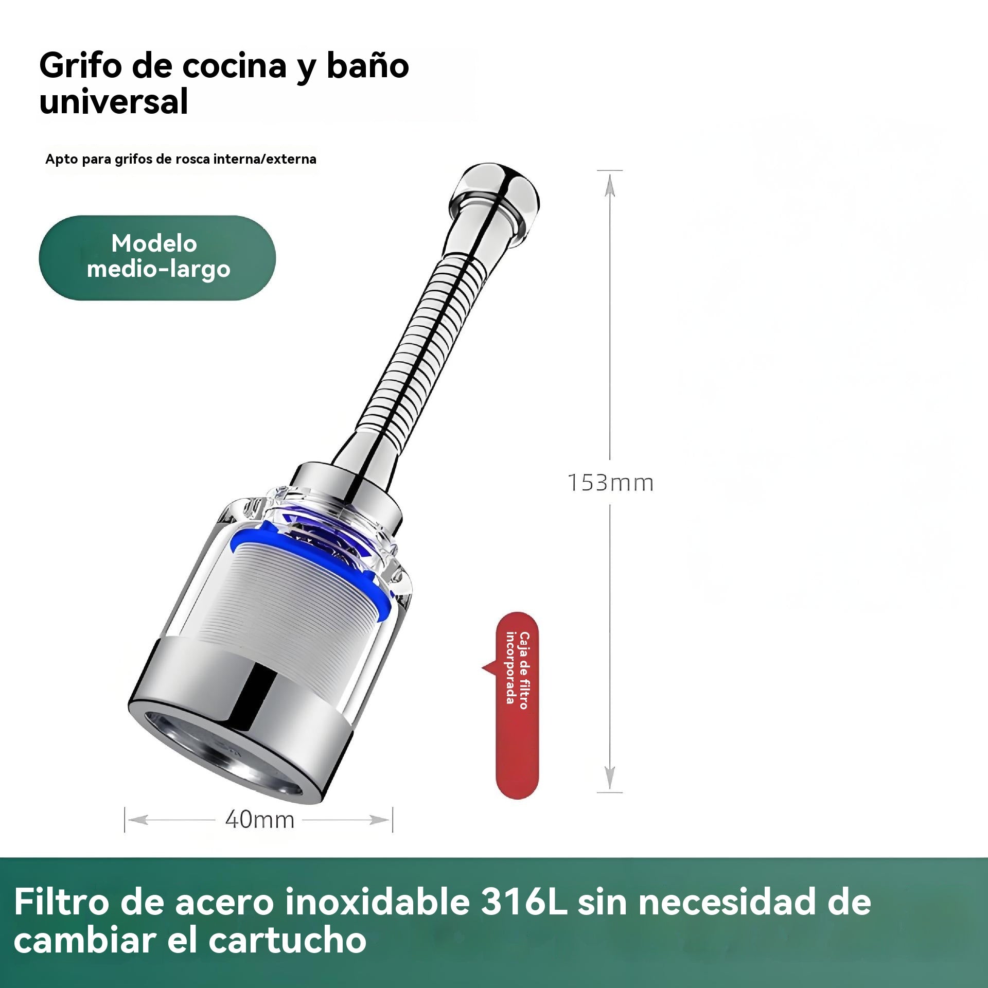 🔥💦【Compra uno y llévate otro gratis】Aireador de filtro universal con interfaz de acero inoxidable