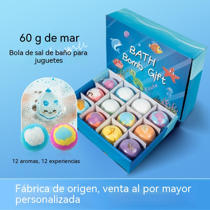 【50% kedvezmény korlátozott ideig!】【12 darab 13900 Ft】12 darabos, tengeri állatok formájú fürdősógolyó (60 g/golyó) gyerekeknek.