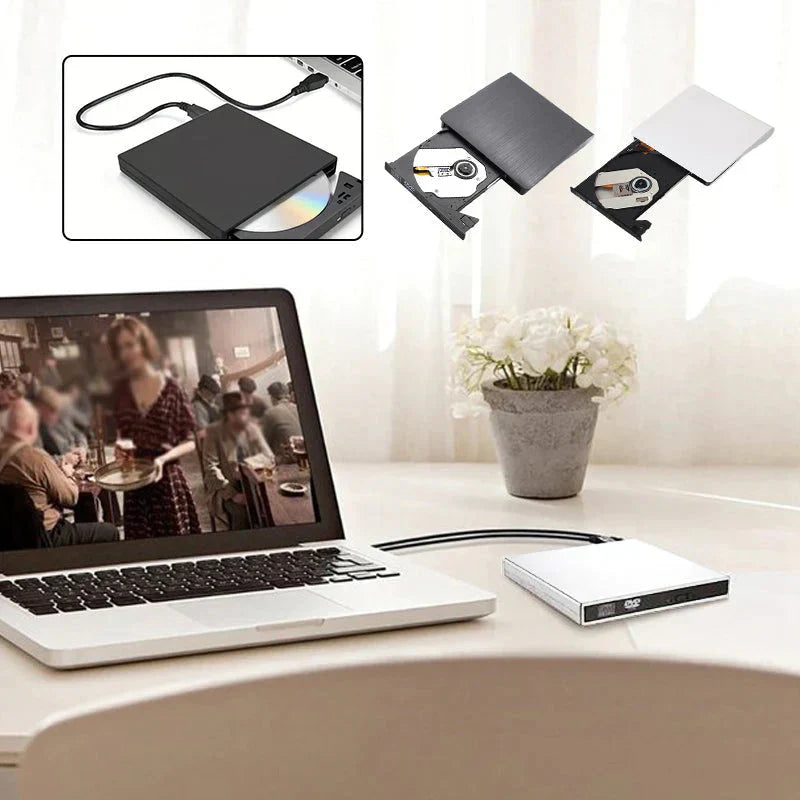 📢📢50% отстъпка! 💿💻 Външно CD/DVD устройство – Plug & Play, преносимо и съвместимо с Mac/Windows