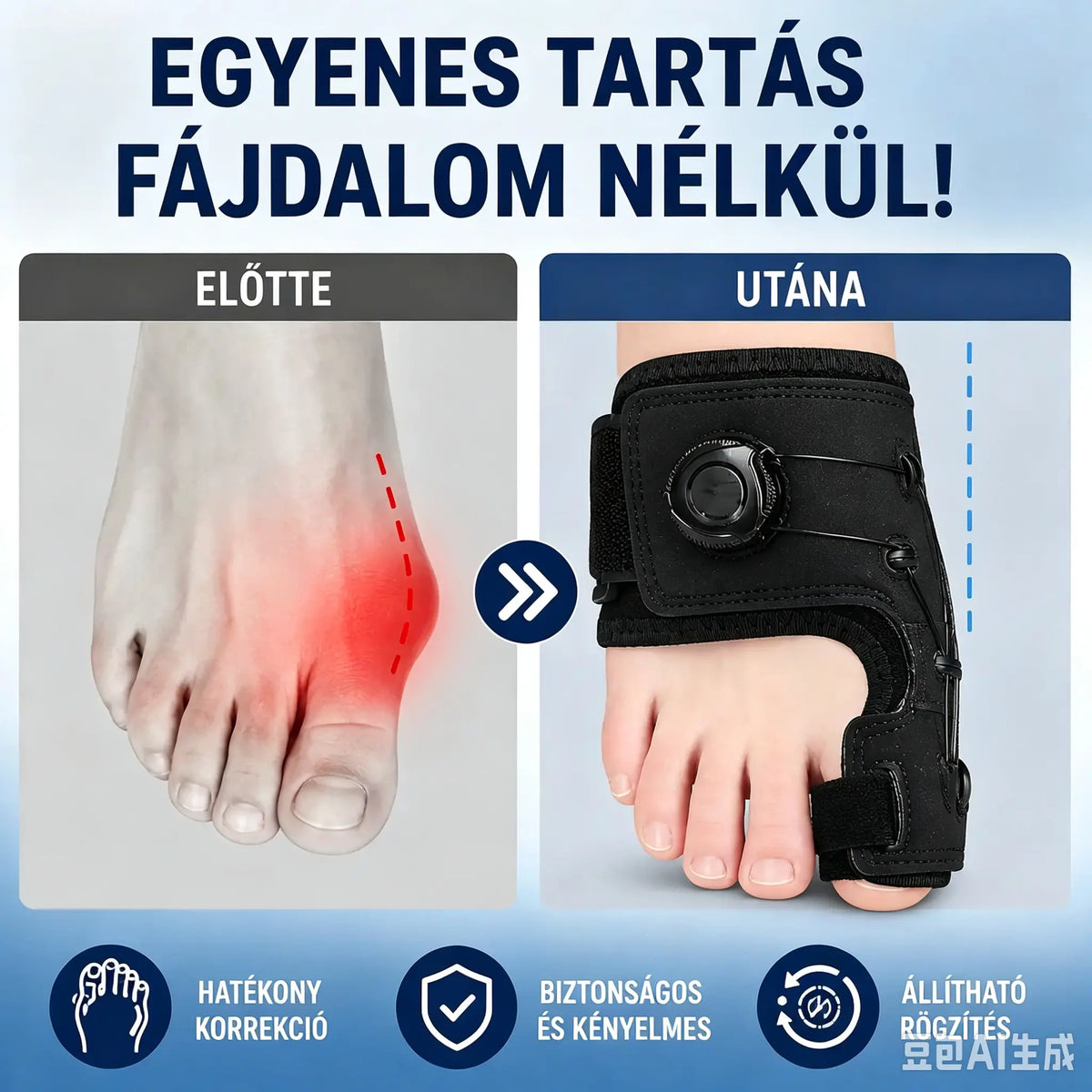 【2 egység 9500 Ft】Professzionális ujjkorrekció állítható gombbal, rögzítő sínnel és ujjszétválasztóval, fájdalomcsillapítás, univerzális méret