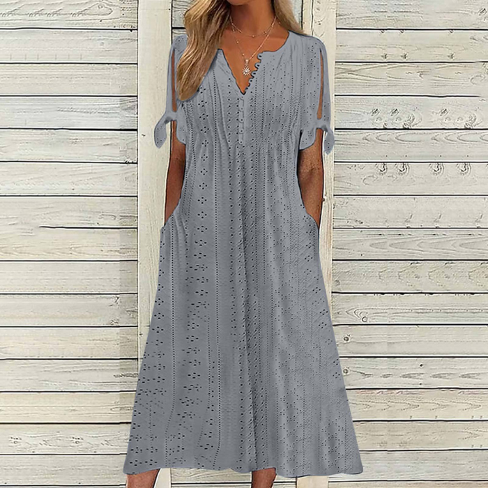 💋【🏆Legnépszerűbb】(S-5XL)Egyszerű, plus size női ruha egyszínű szabásmintával, laza és lezser ✅️ Utánvétes fizetés