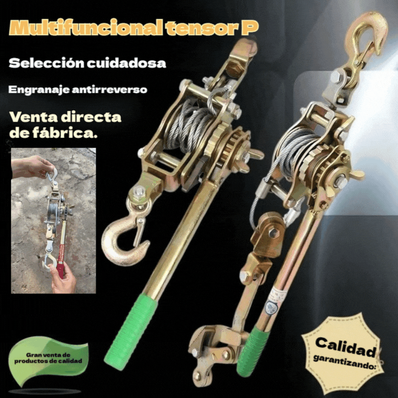 🧰Cabrestante extractor de cable de acero de 2 toneladas con 2 ganchos