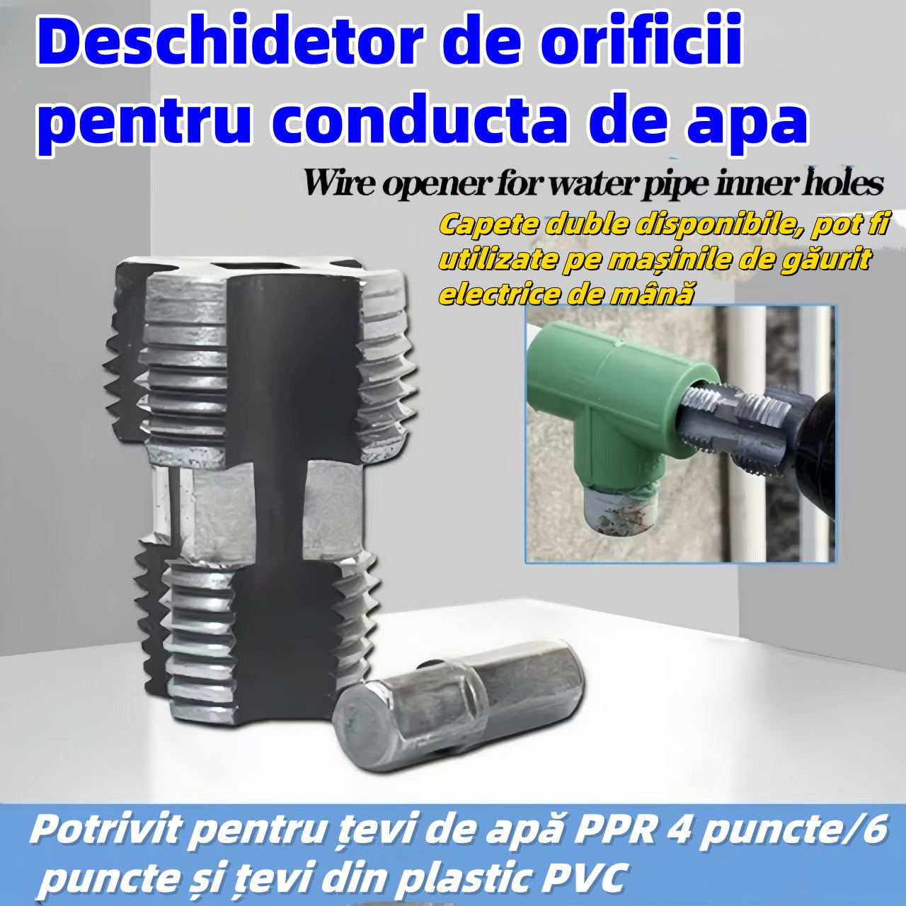 🛠️【Комплект инструменти за отваряне на отвори с вътрешна резба + отвори с външна резба】Приложим за 4-точкови и 6-точкови PPR PVC пластмасови водопроводни тръби