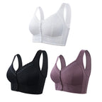 💕🎁【3 darab】Nagy méretű, légáteresztő, puha pamut melltartó, elülső gombokkal