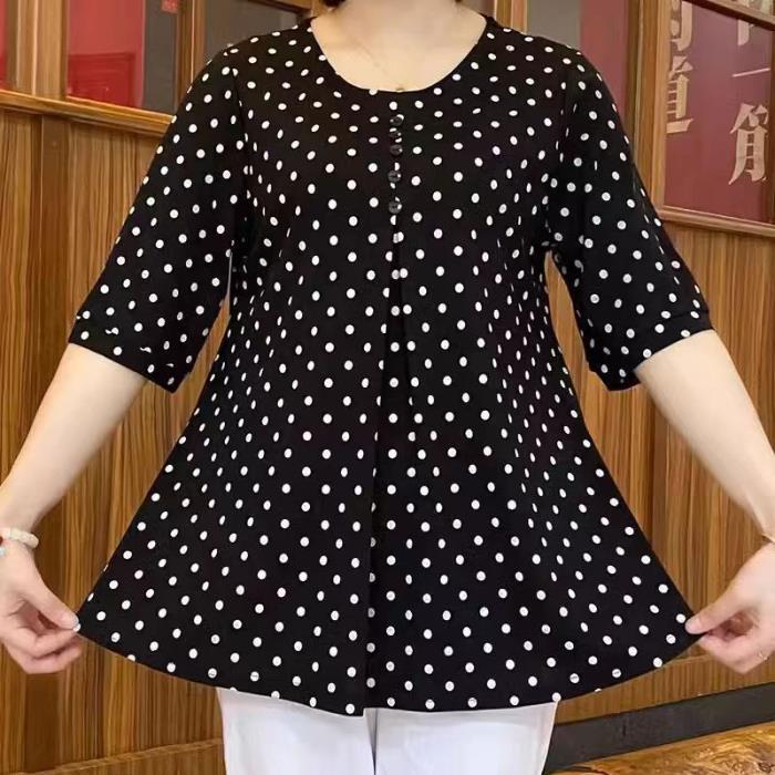 【50% kedvezmény korlátozott ideig】【S–6XL】2026 új női pöttyös rövid ujjú ing – Könnyű, kényelmes, divatos