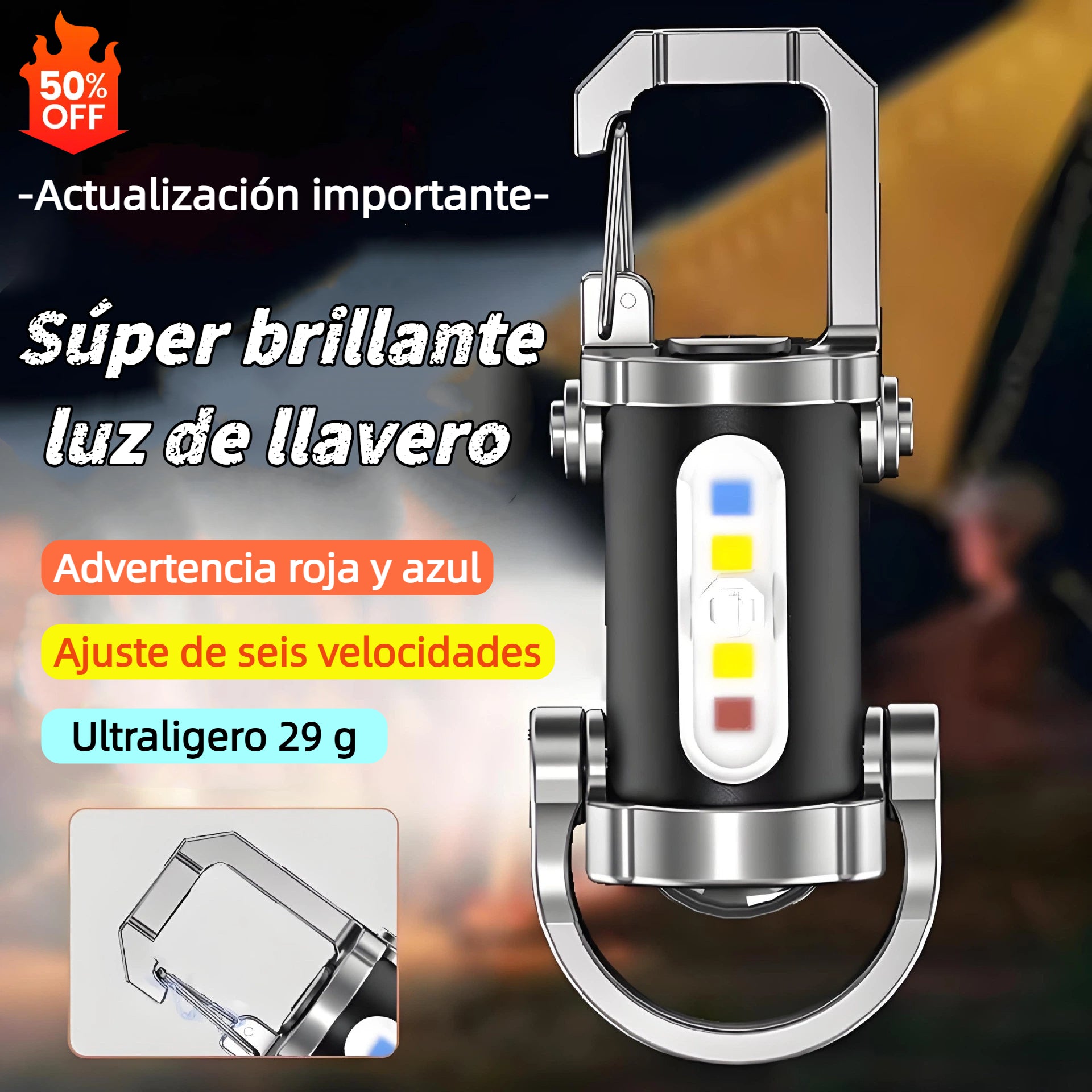 🔥【Compra 1 y llévate 1 gratis】🔥Gran oferta🔥Linterna mini para llave súper brillante e impermeable con salida de 1200 lm