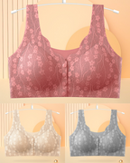 【-50% kedvezmény】【3 darab】【40-100KG】Női vezeték nélküli csipke melltartó elülső rögzítéssel