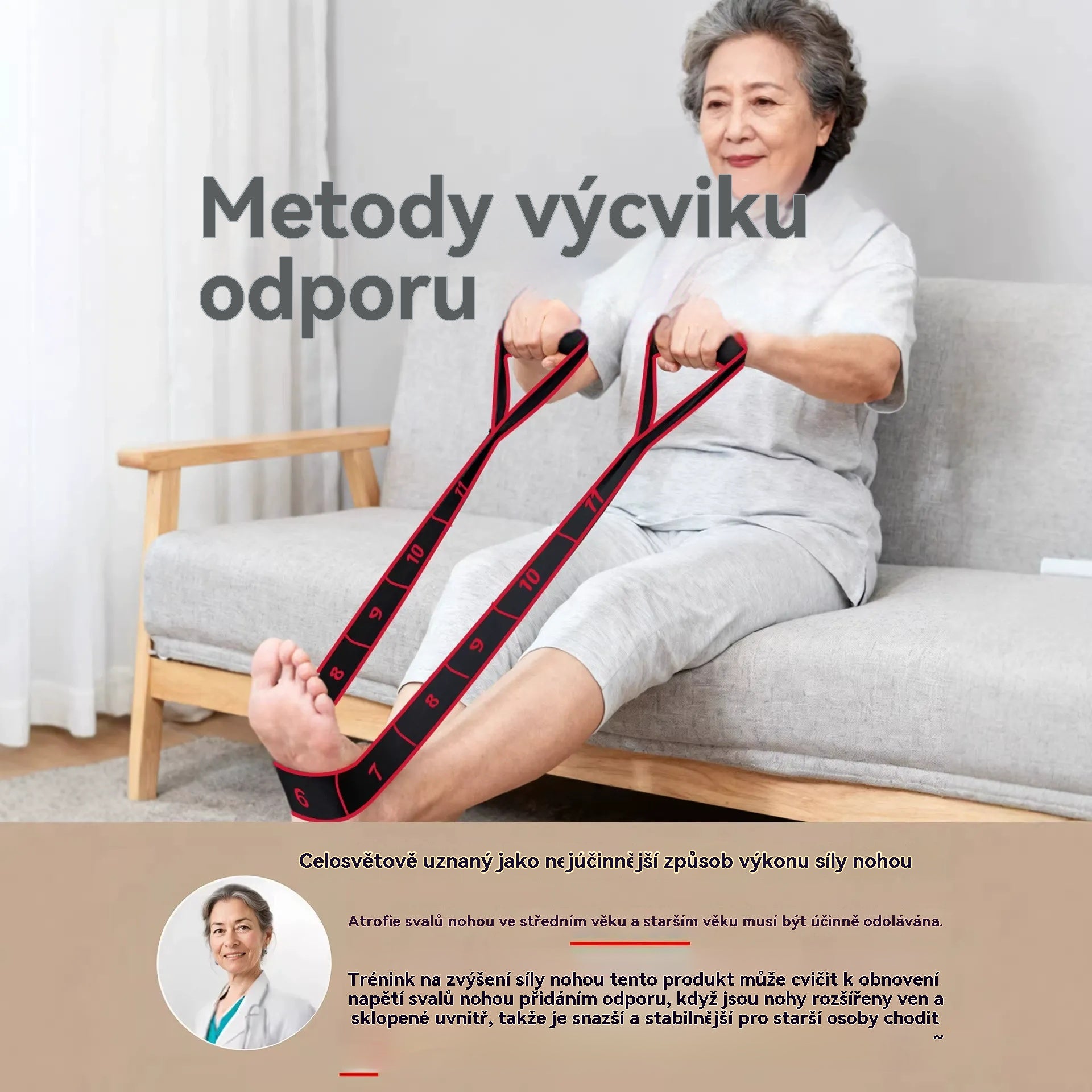 Ιμάντας αντίστασης και ελαστικότητας, κατάλληλος για καθημερινή μυϊκή άσκηση και διατάσεις ποδιών, ιδανικός για άτομα που γυμνάζονται καθώς και για άτομα μέσης και μεγαλύτερης ηλικίας.