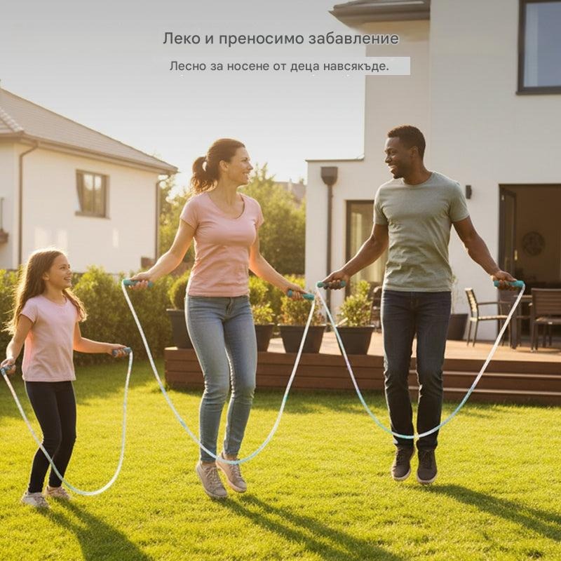 🏃🌈LED светещо въже за скачане три цвята регулируема дължина за деца и възрастни фитнес