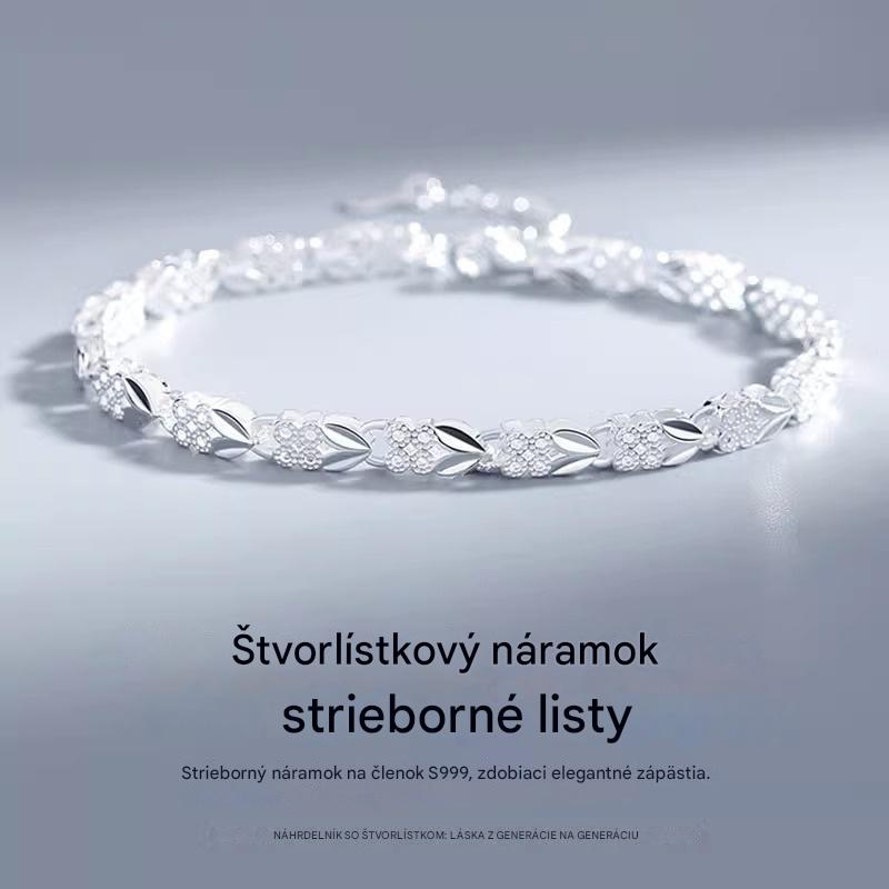 😀👉【Kúpte 1 a získajte 1 zadarmo】💖🍀Páči sa mi nový módny dámsky náramok zo striebra 925 so štvorlístkom