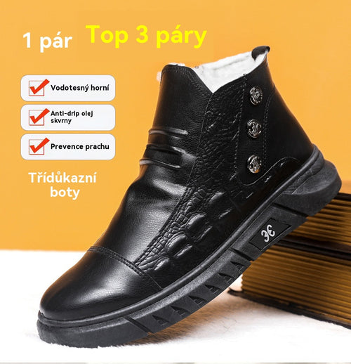🔥👞【Πολύ δημοφιλές προϊόν】Νέες ανδρικές μπότες με επένδυση, αδιάβροχες και αντιολισθητικές, ζεστές και άνετες, κομψές με ποιοτική υφή