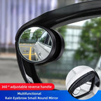 🔥【Akcija – Popust do 50%】🚗【2 komada】Malo okruglo pomoćno ogledalo s kišnim vizirkom, štiti od kiše, proširuje vidno polje, podesivo za 360°